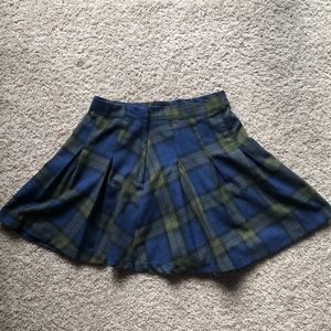 Blue and Green Plaid Skirt